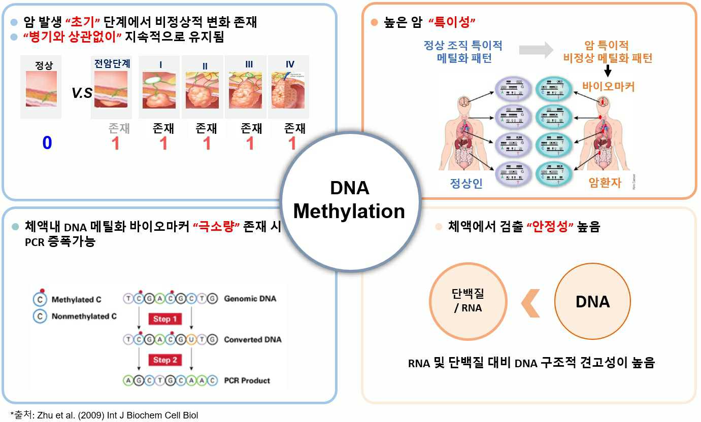 이미지: [DNA 메틸화 바이오마커의 장점]