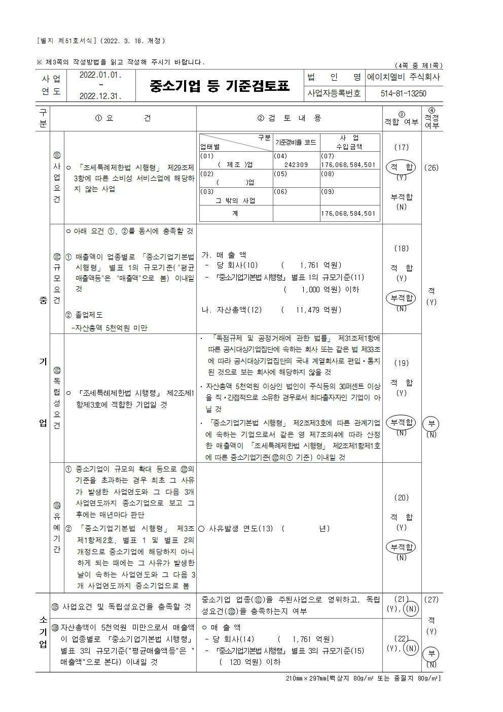 이미지: 중소기업등 기준검토표_2022_1