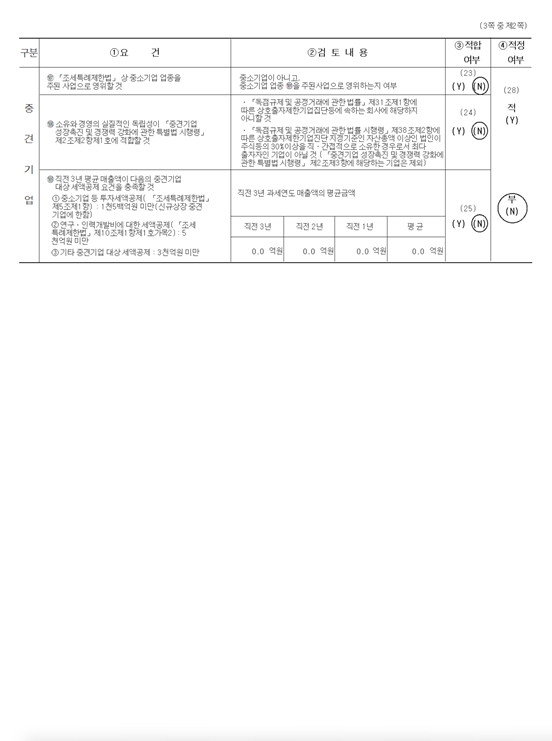 이미지: 중소기업 등 기준검토표 - 2