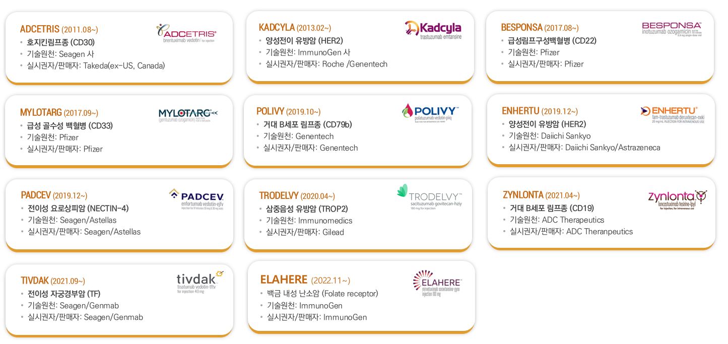 이미지: 승인받은 adc 의약품