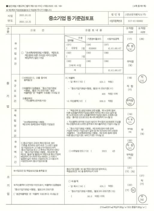이미지: 중소기업기준검토표