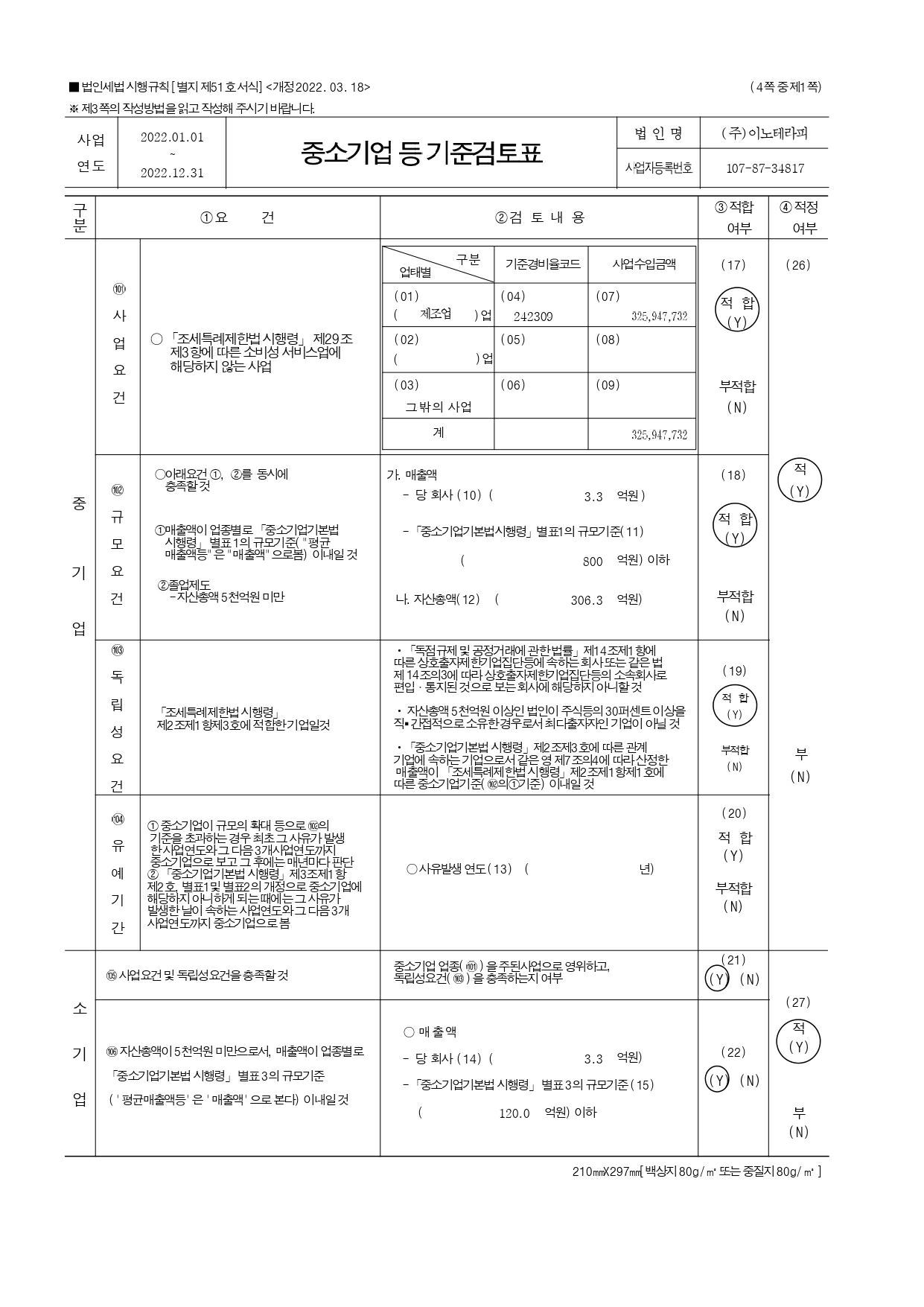 이미지: <2022 중소기업등기준검토표_1>