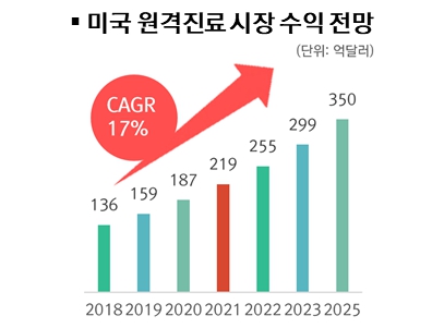 이미지: *출처: Statista ‘Total telemedicine market in the United States from 2014 to 2025’, 2018
