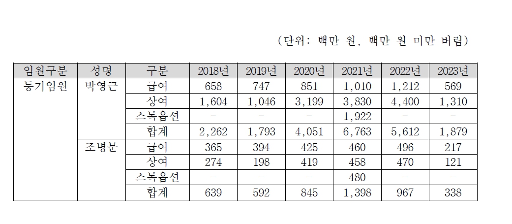 이미지: 등기이사 보수 총액