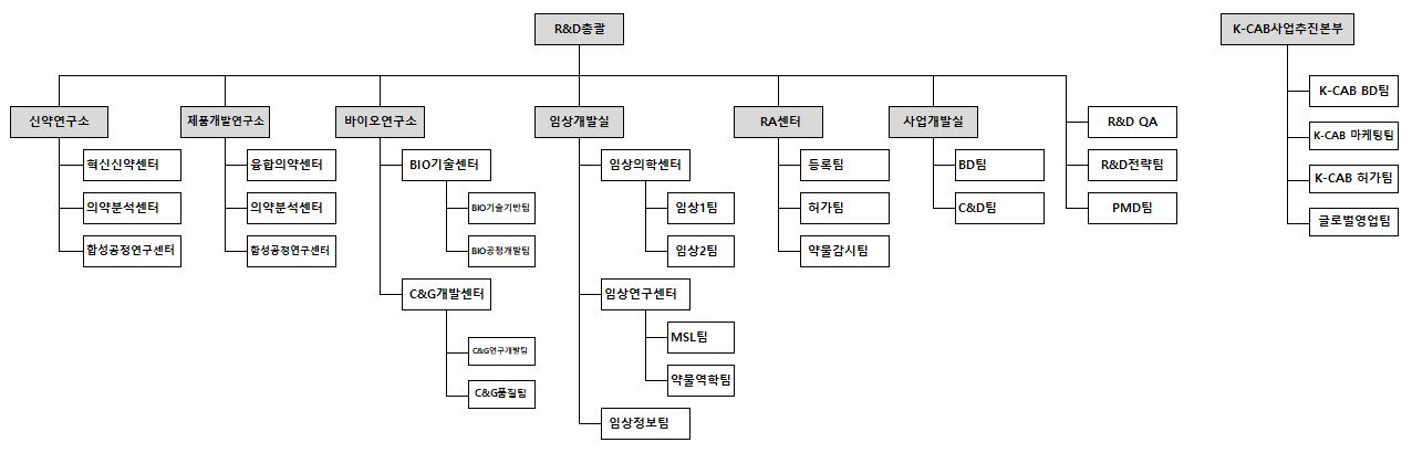 이미지: 에이치케이이노엔 R&D조직도