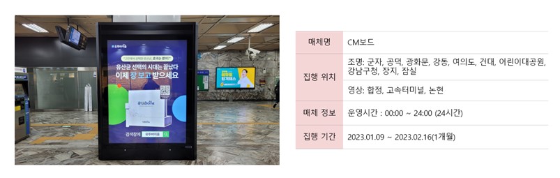 이미지: 지하철 CM보드 광고 집행
