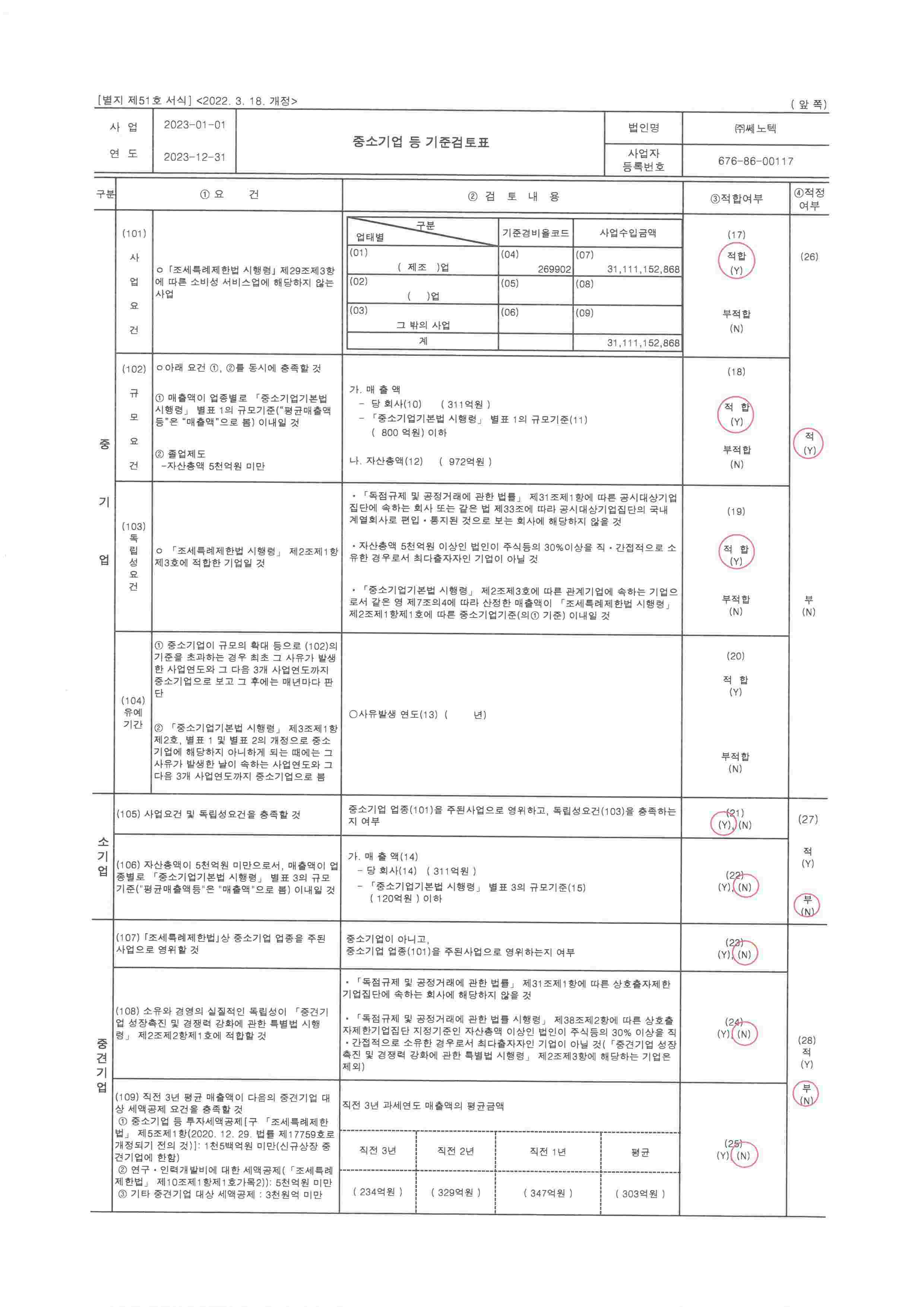 이미지: 중소기업등 기준검토표
