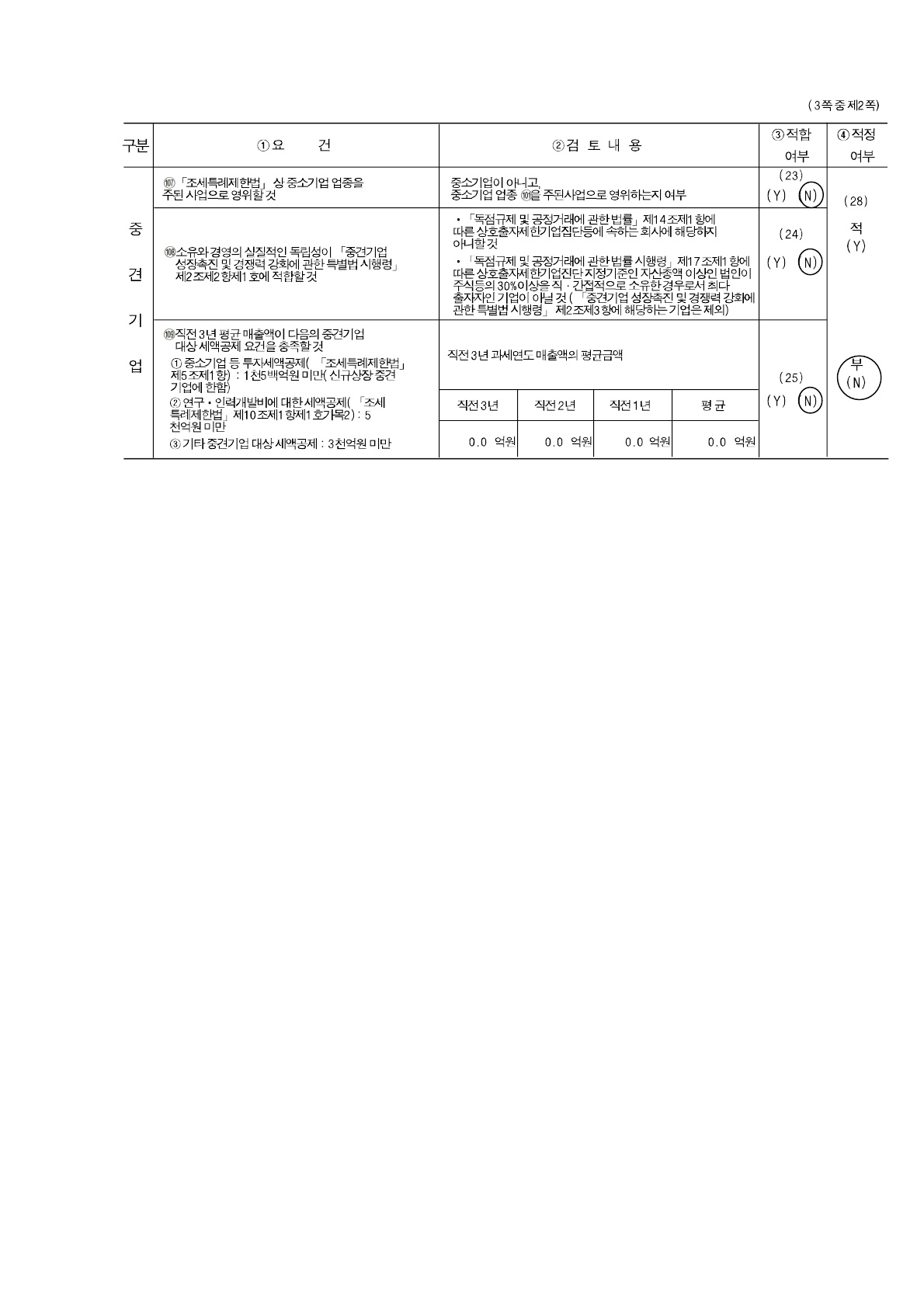 이미지: 중소기업 등 기준검토표 2