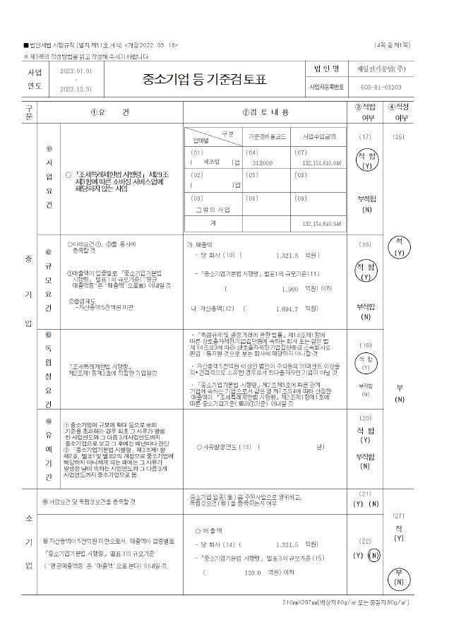 이미지: 11. 중소기업기준 검토표1