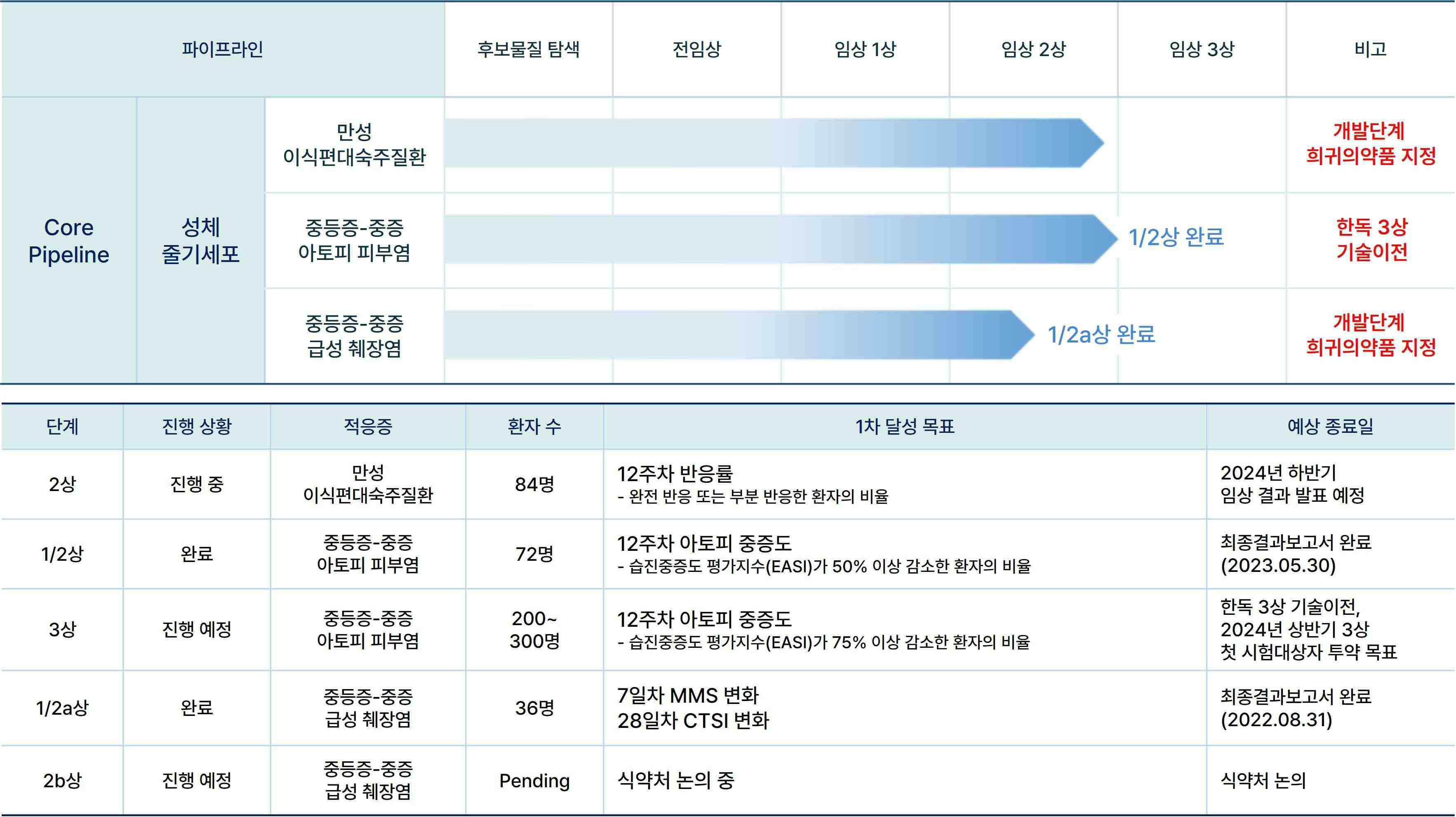 이미지: 주요 임상 파이프라인