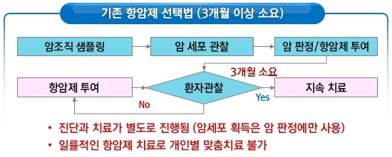 이미지: [조직생검(tissue biopsy) 기반 항암제 선택 과정]