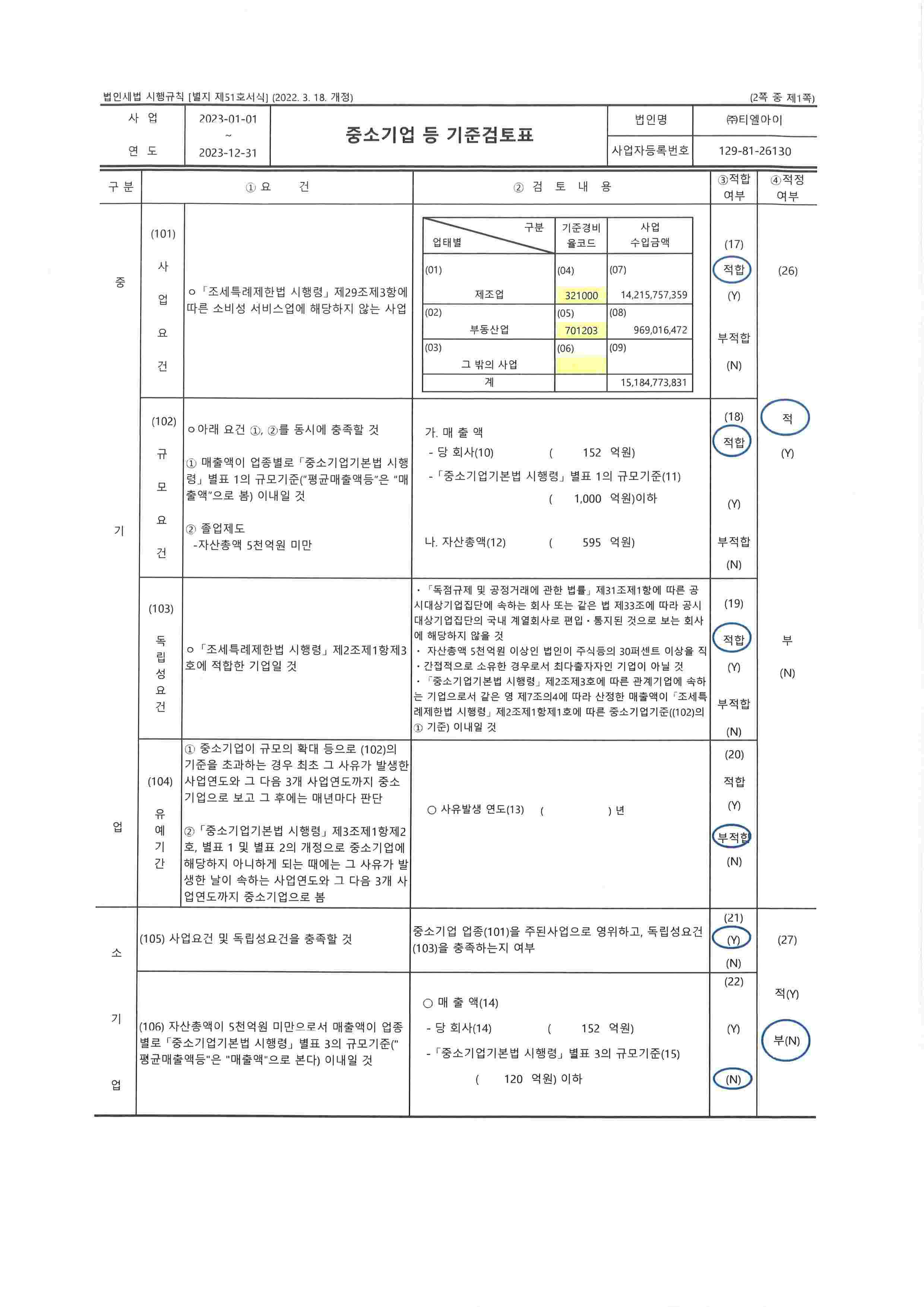 이미지: 20240320_(주)티엘아이 중소기업기준검토표1