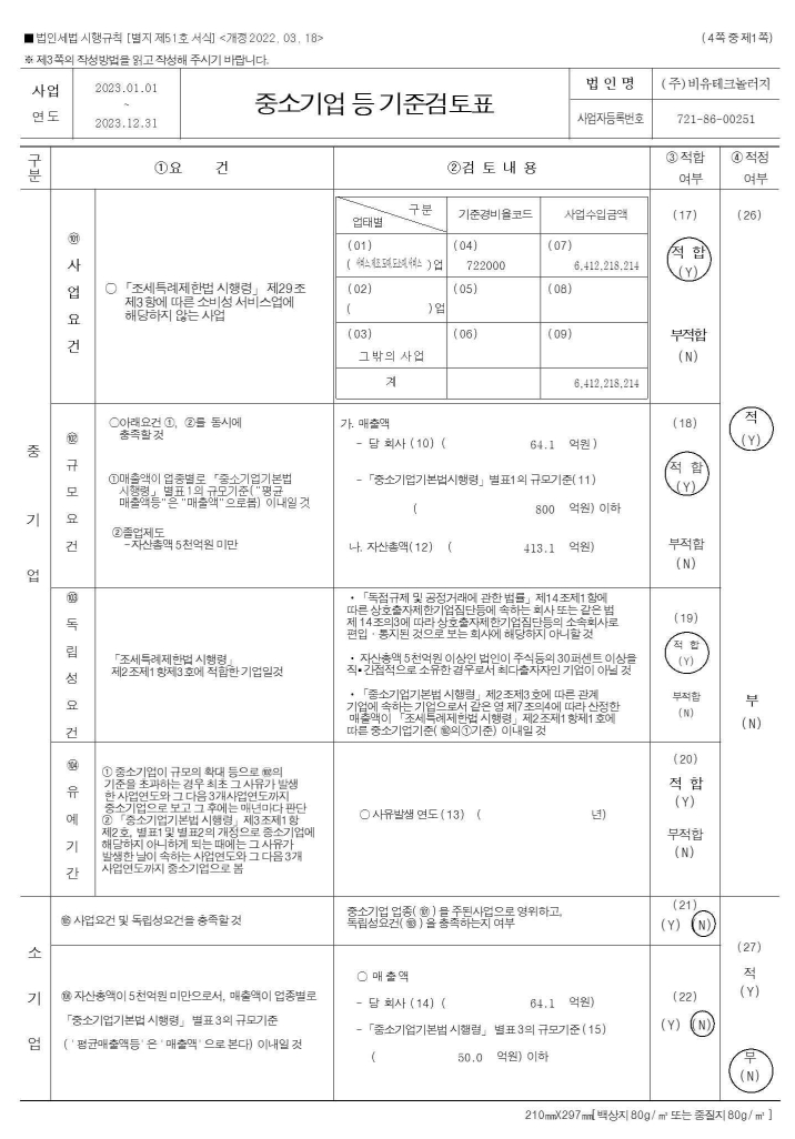 이미지: 2023년 중소기업등 기준검토표(1)