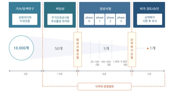 이미지: 신약개발 사업의 신약개발 과정