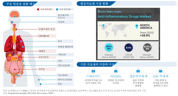 이미지: 주요 염증성 질환 및 염증치료제 시장 현황