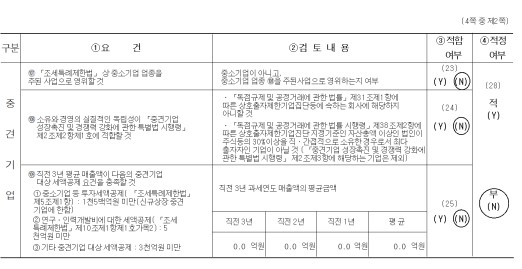 이미지: 중소기업 등 기준검토표2