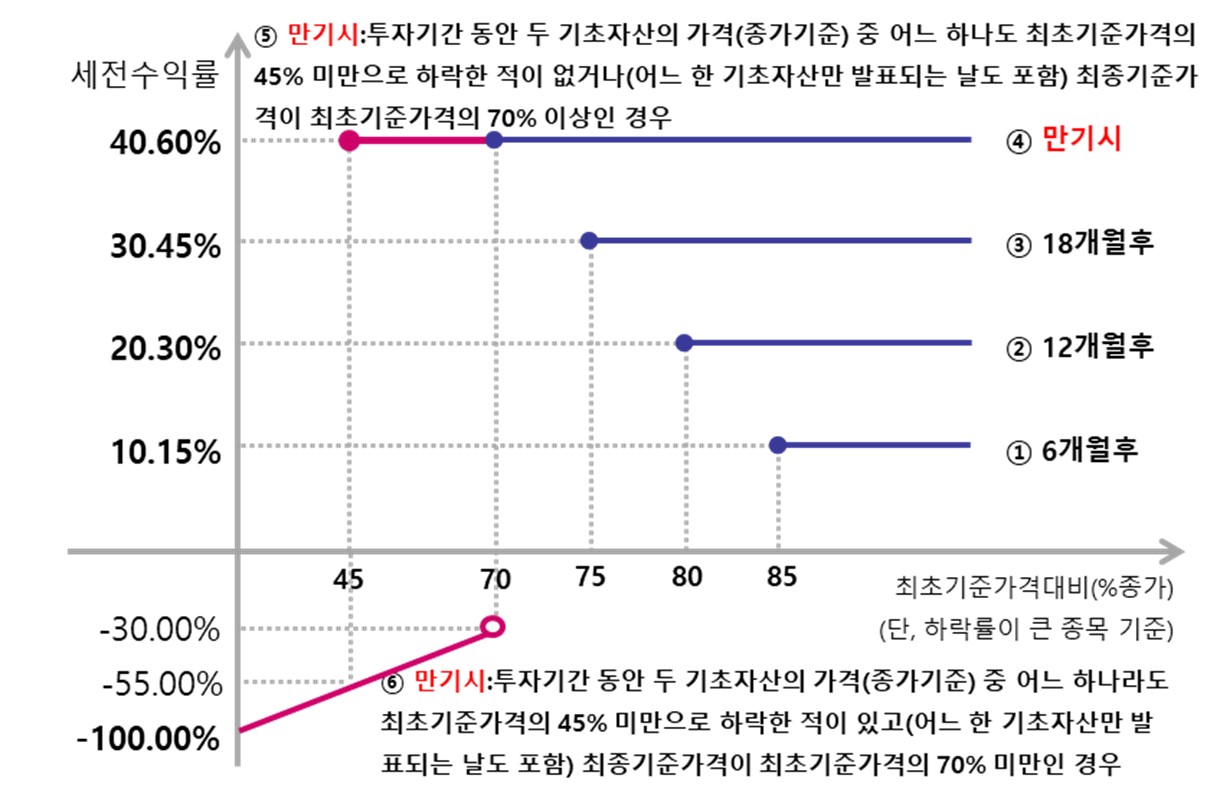 이미지: 제1229회 뉴글로벌 100조 파생결합증권 (예상 손익구조 그래프)