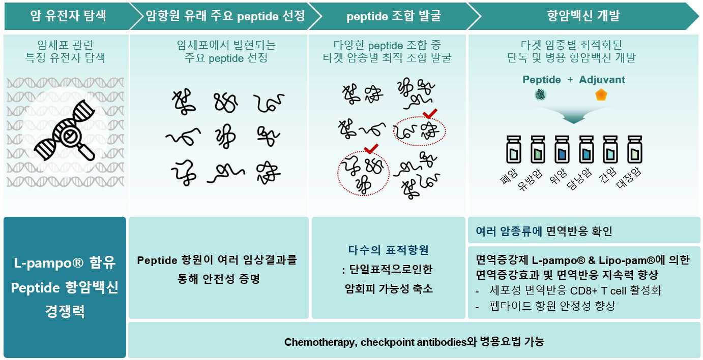 이미지: 타겟암종별 최적화된 항암백신의 개발 과정
