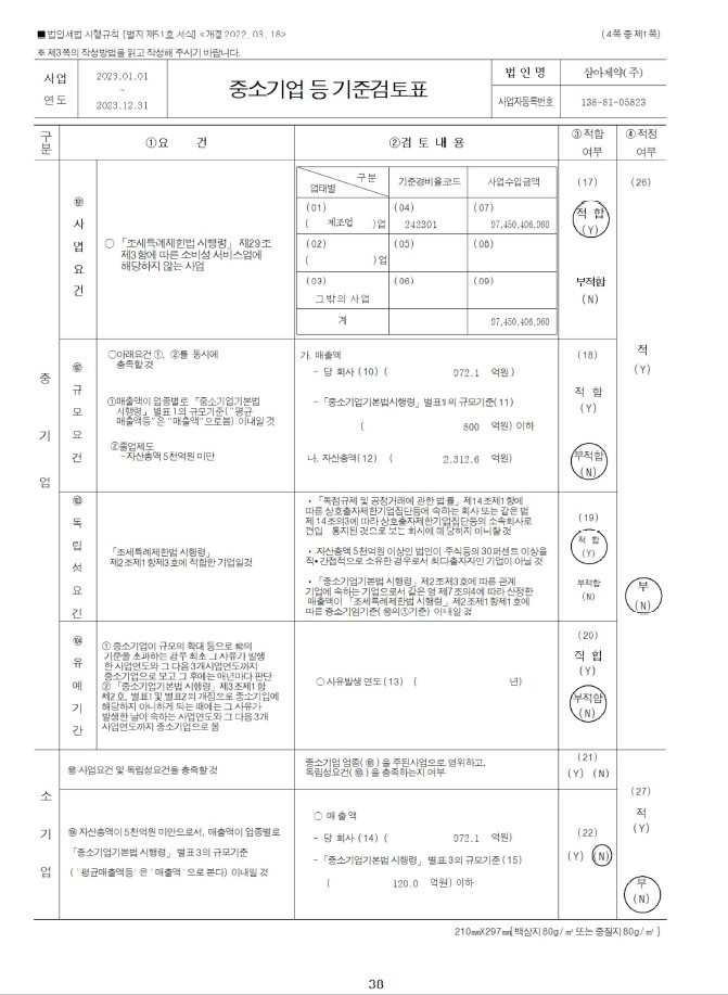 이미지: 23년 중소기업등 기준검토표1