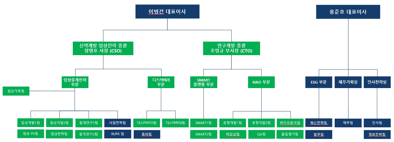 이미지: 전체 및 연구개발 부문 조직도