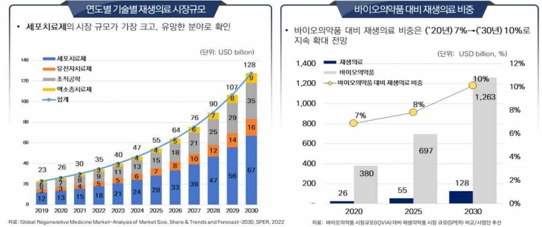 이미지: 기타참고사항 1-첨단재생의료 치료제 및 치료기술의 국내외 동향과 제언-한국제약바이오협회 (2024)