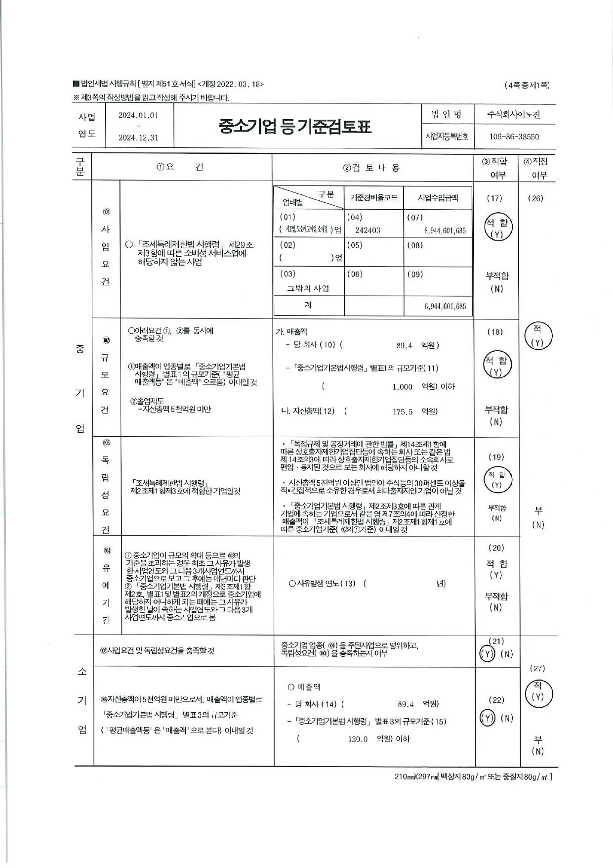 이미지: 중소기업 등 기준 검토표_241231_1