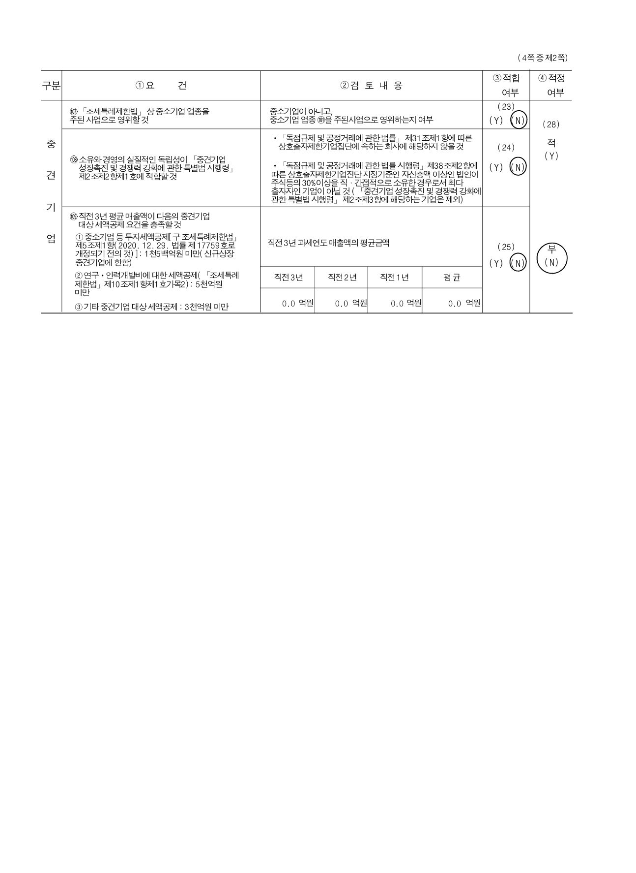 이미지: 중소기업 등 기준검토표2