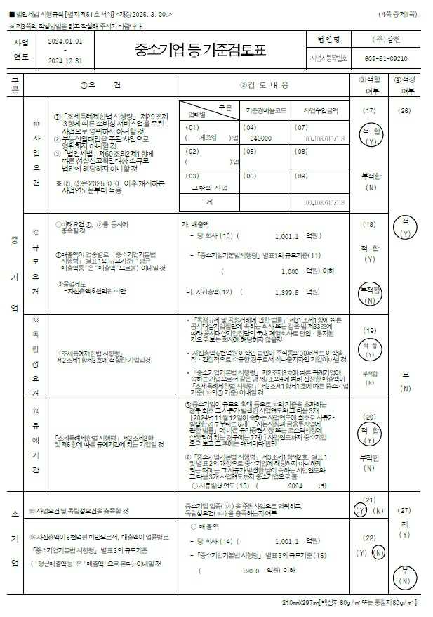 이미지: 중소기업등 기준검토표