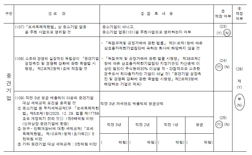 이미지: 중소기업 등 기준검토표_2024.12.31_(2)