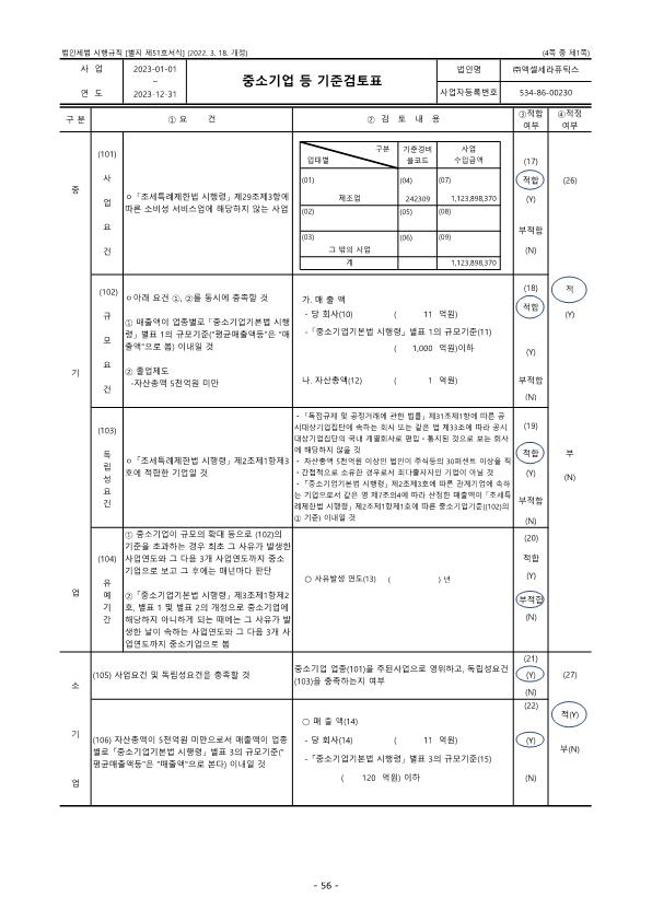 이미지: 중소기업기준검토표(1)