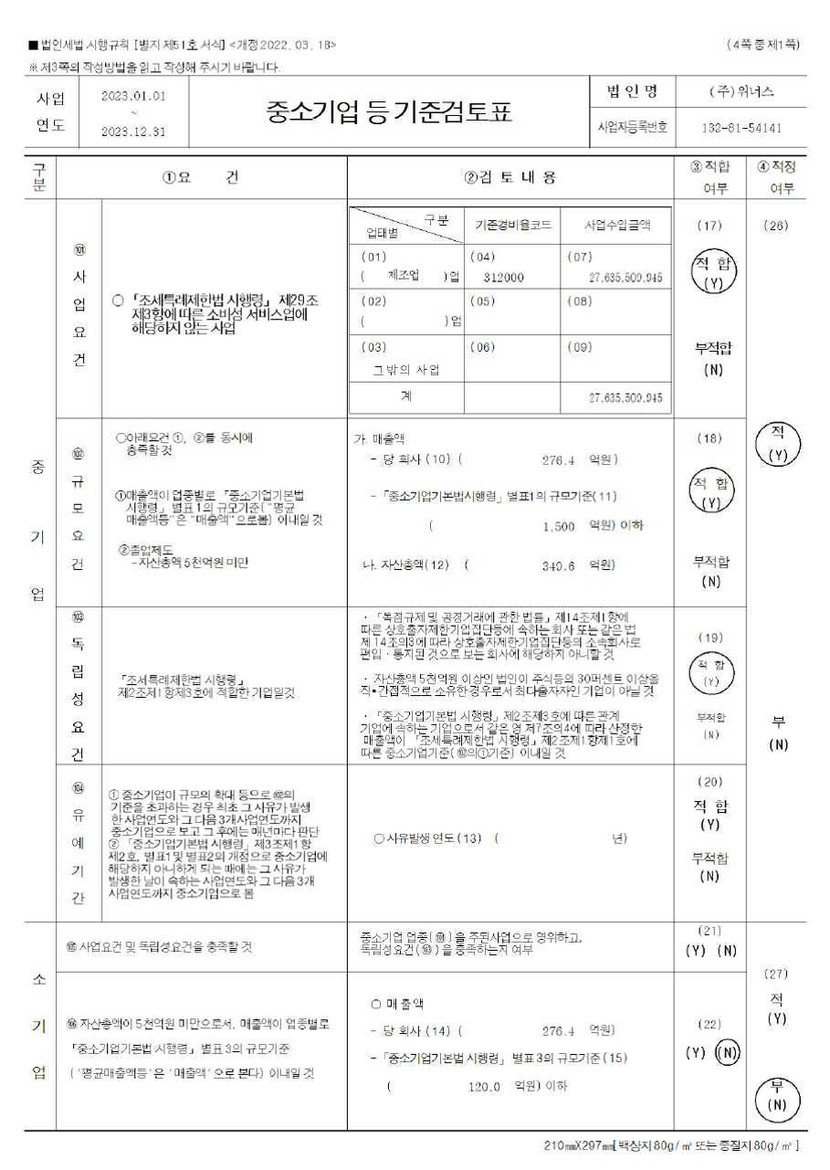 이미지: 중소기업기준 검토표(1)