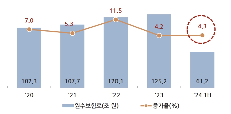 이미지: 손해보험 원수보험료 현황