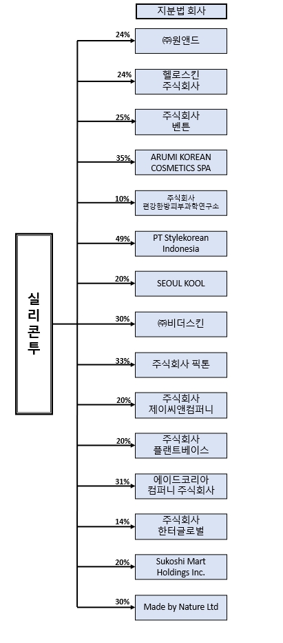 이미지: 계열회사간 지배 계통도(지분법 회사)