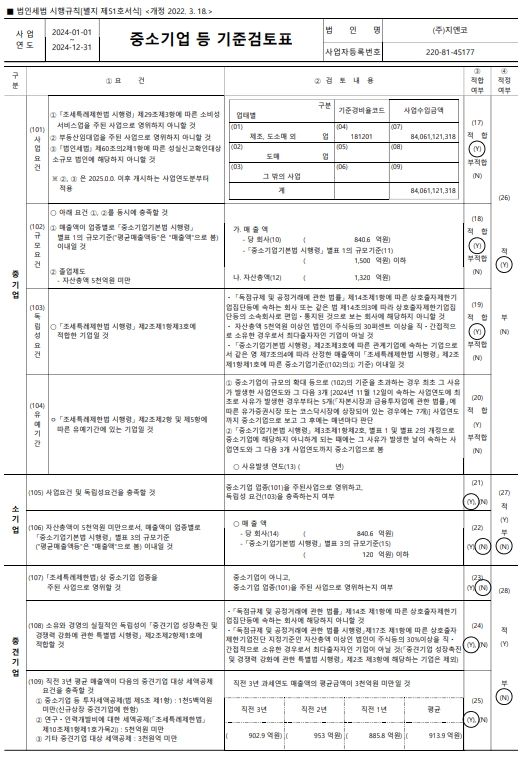 이미지: 중소기업 등 기준검토표