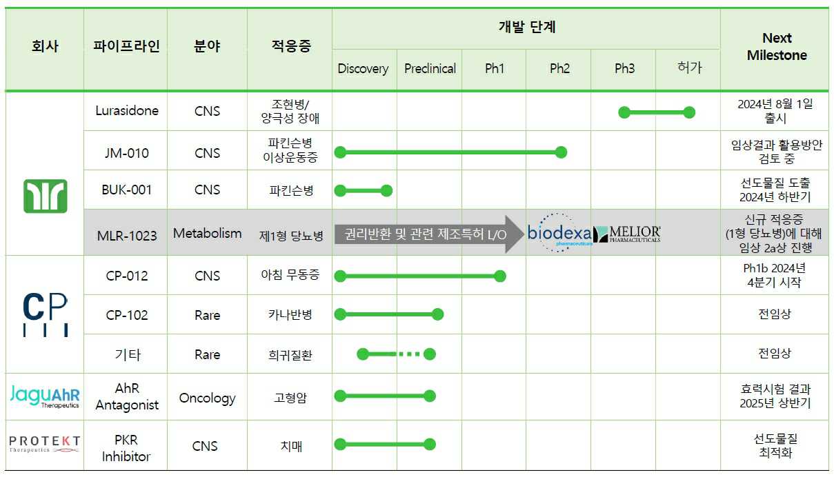 이미지: 당사 파이프라인 요약