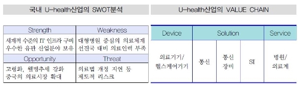 이미지: 국내 u-health산업의 swot분석 및 value chain