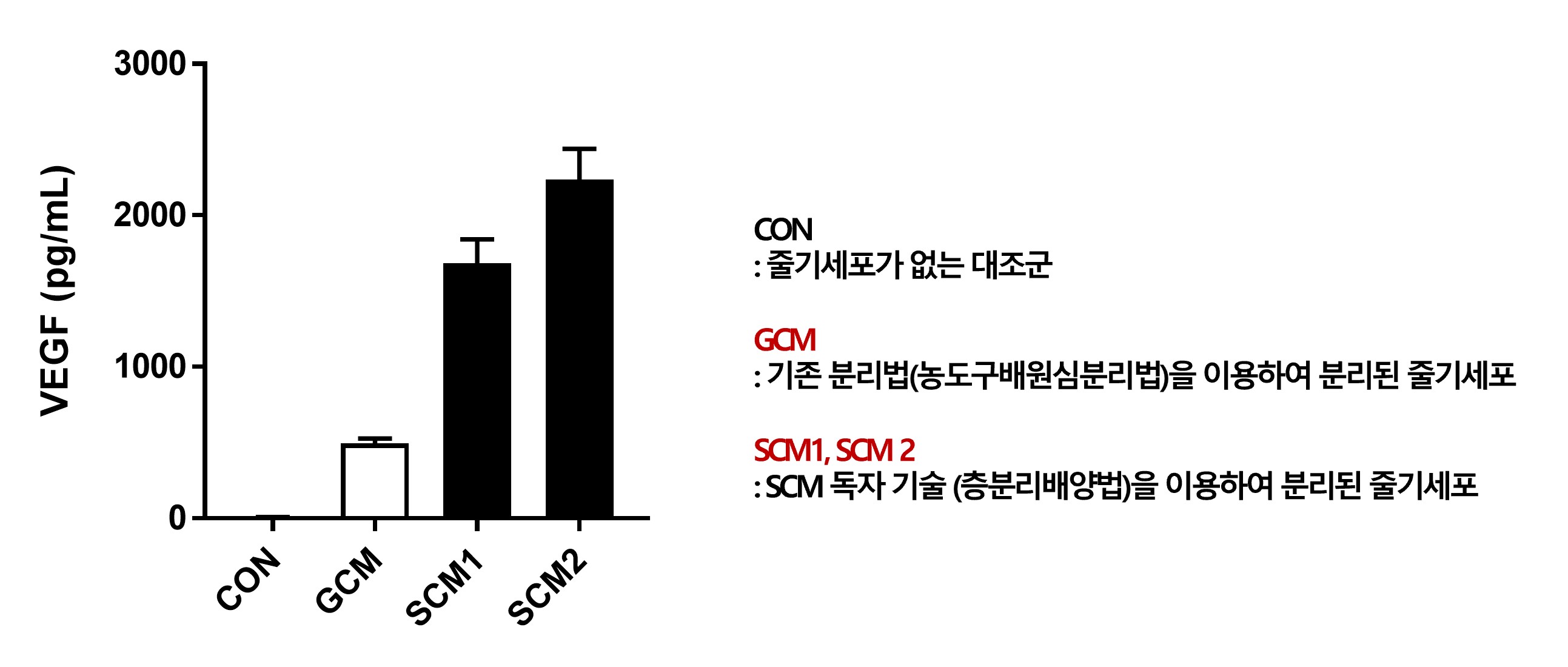 이미지: 줄기세포 배양액 성장인자 비교