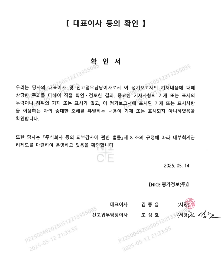 이미지: 대표이사 등의 확인_25.1Q