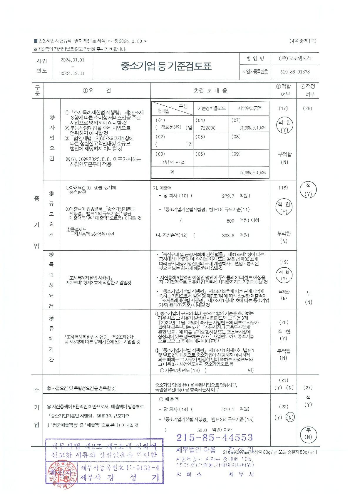 이미지: 중소기업 등 기준검토표