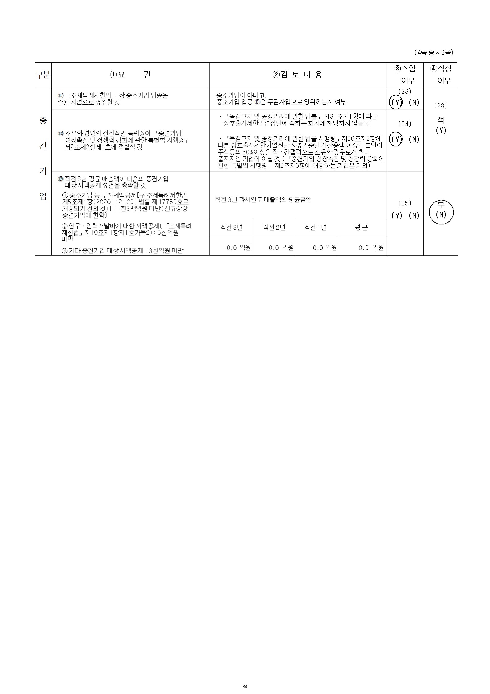 이미지: 중소기업 등 기준검토표 (2)