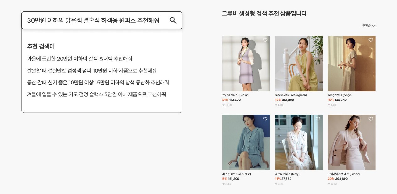 이미지: 그루비 생성형 AI 검색 예시