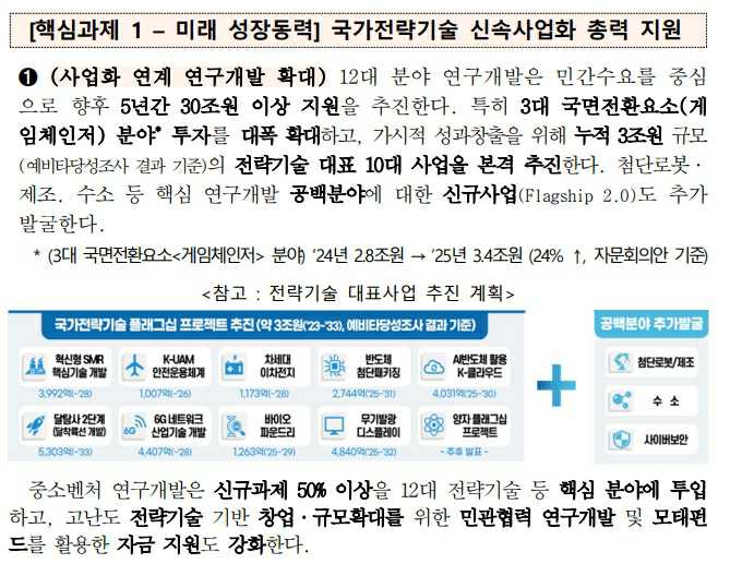 이미지: 국가전략기술 - 투자계획