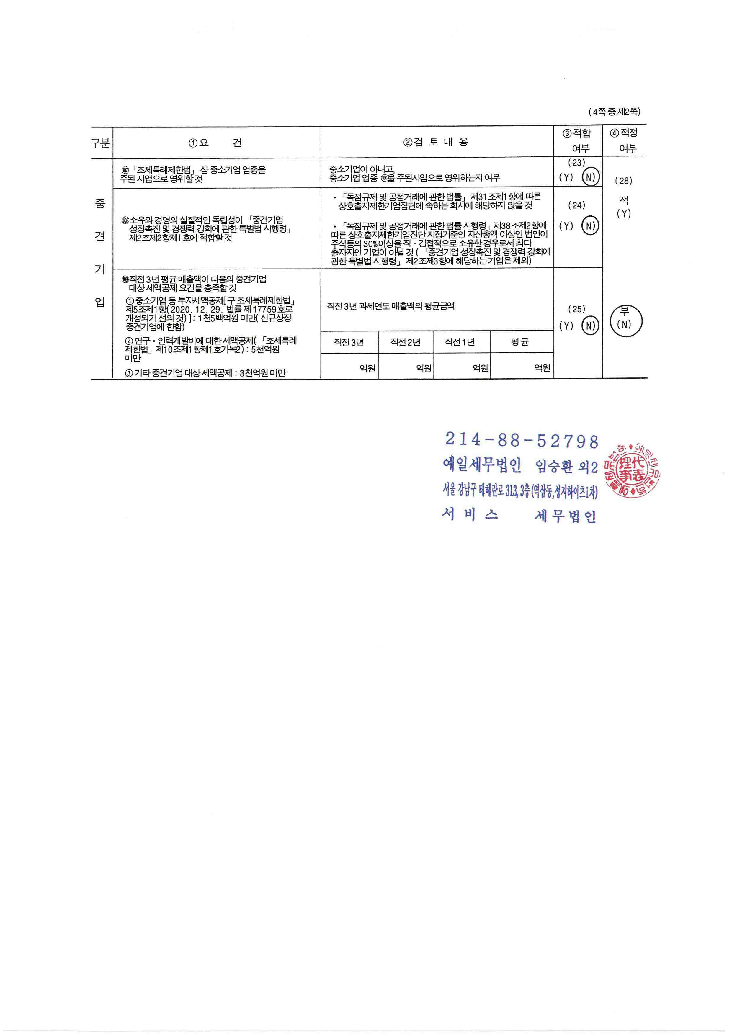 이미지: 중소기업기준검토표(2024)-2