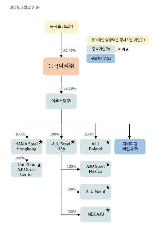 이미지: 동국씨엠 회계기준 계통도