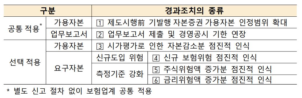 이미지: k-ics 경과조치의 종류