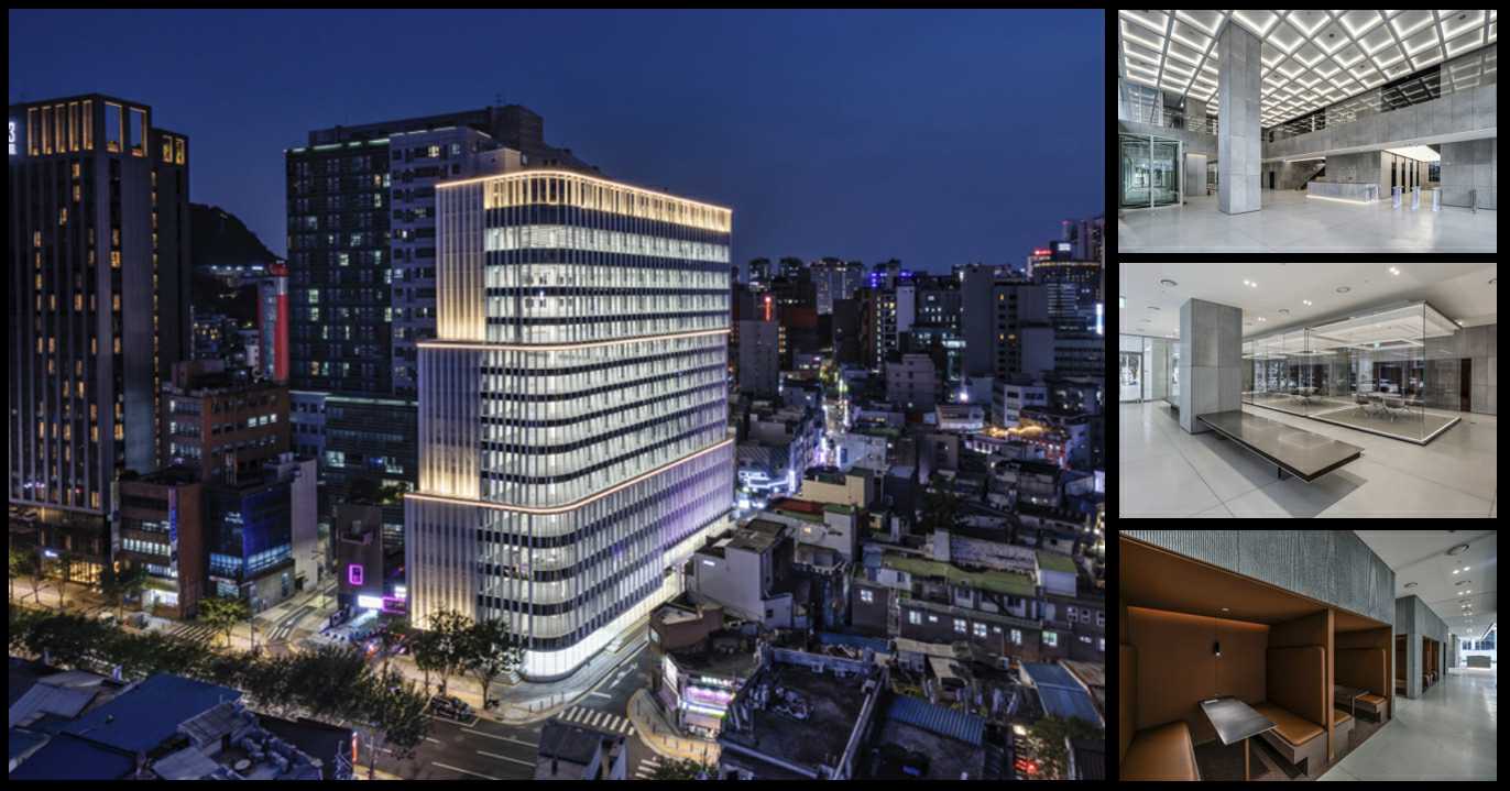 이미지: SK-C타워 전경(내부 및 외부)