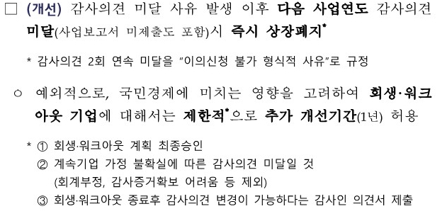이미지: 감사의견 미달요건 기준 강화 개선안