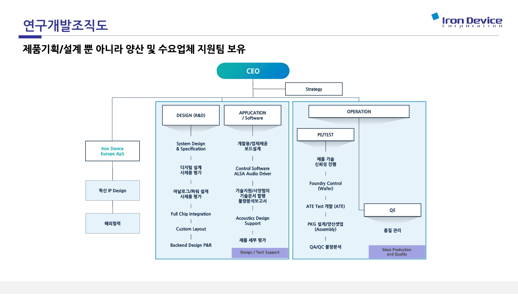 이미지: 연구개발조직도_(주)아이언디바이스