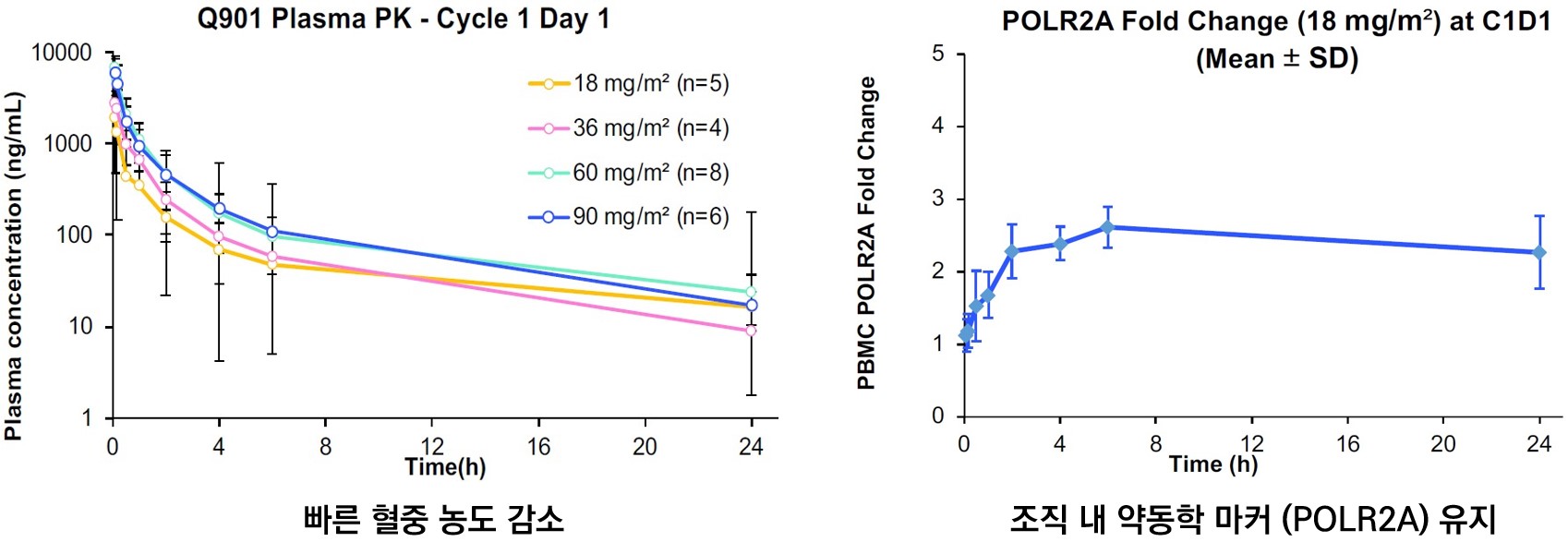 이미지: [모카시클립(Q901)의 약력/약동학(PK/PD) 분석 데이터]