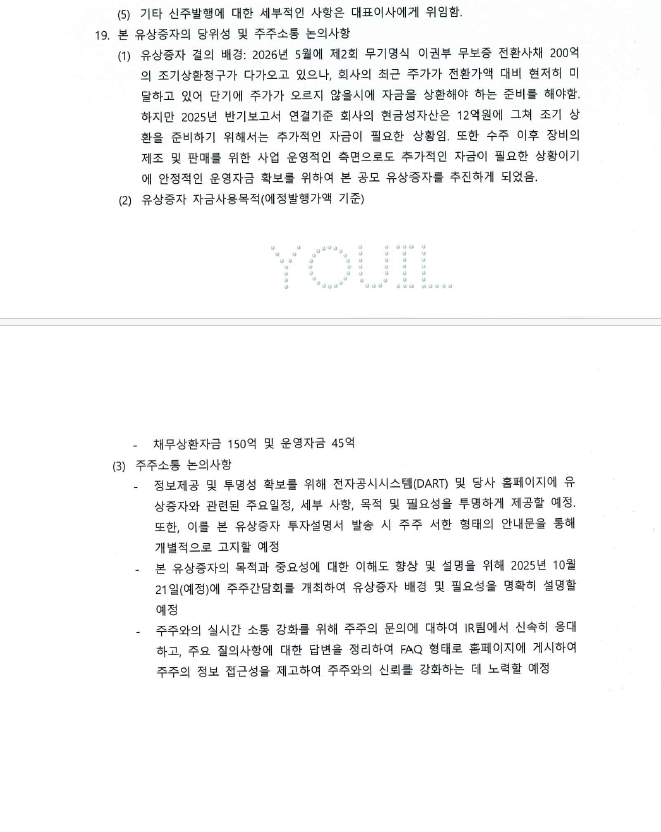 이미지: 자금의 사용목적_이사회의사록 발췌